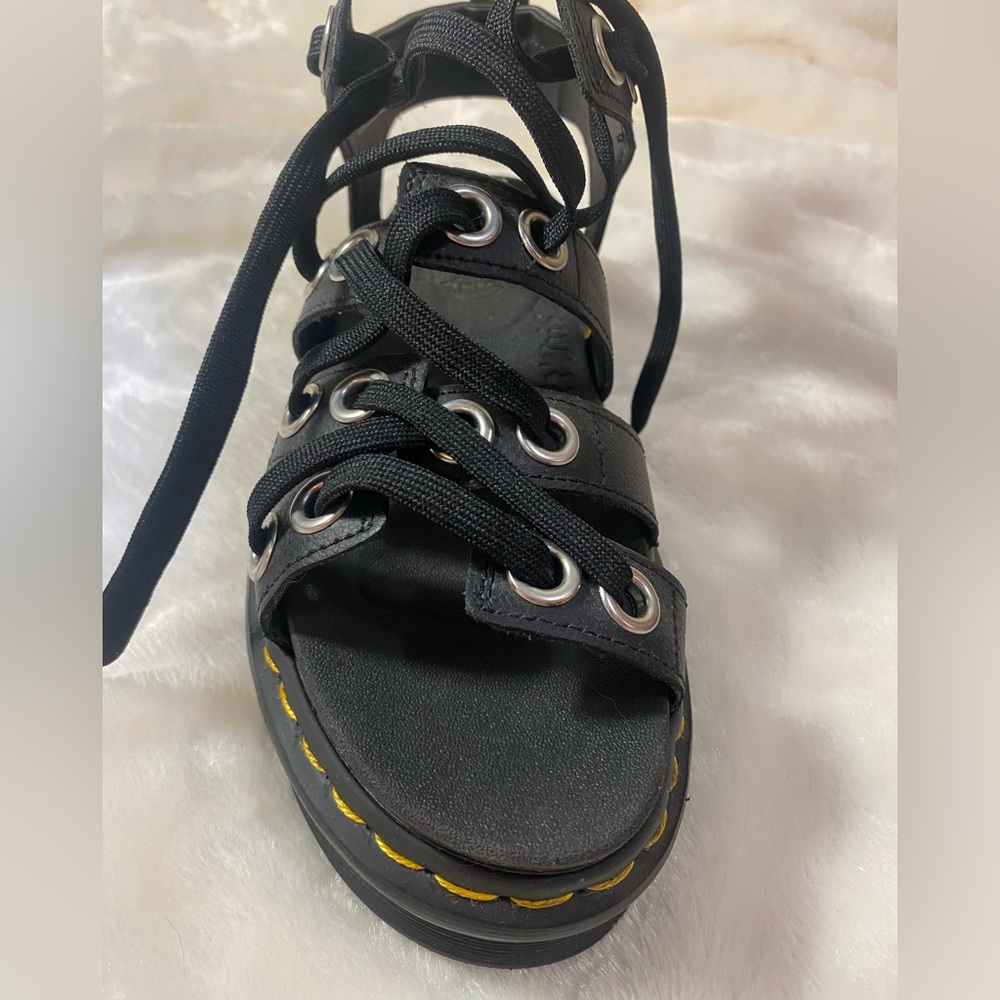 DR. Martens Black Blaire Hardware Leather Strappy Sandals - Picture 5 of 14